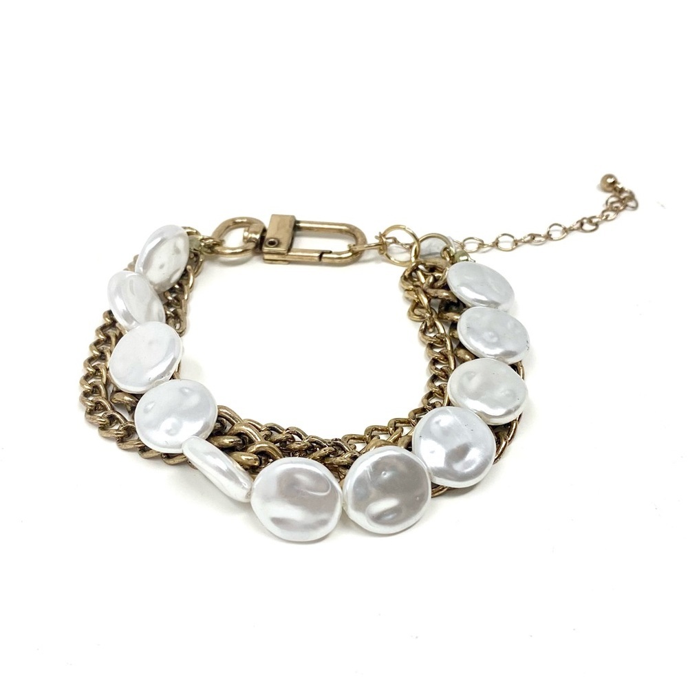 New Free People Moon Pearl Gold Chain Statement Anklet - Picture 4 of 5